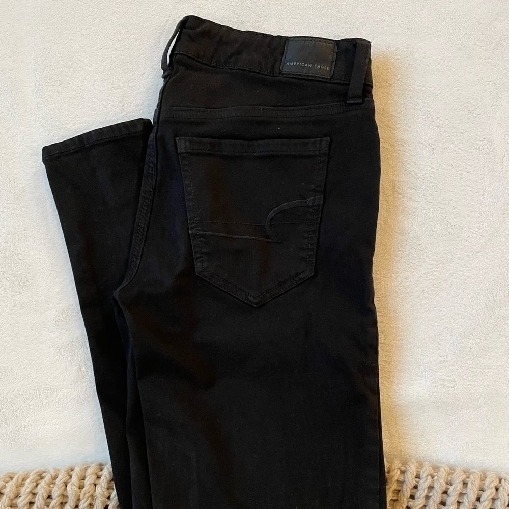 American eagle skinny ripped black jeans